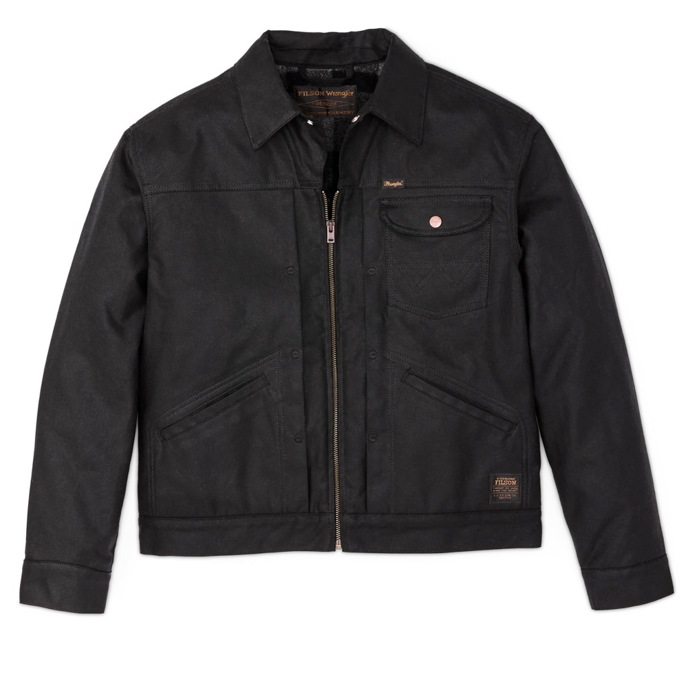 Filson X Wrangler Mackinaw Wool Lined Tin Cloth Archival Adventure Jacket Waxed - Picture 3 of 16